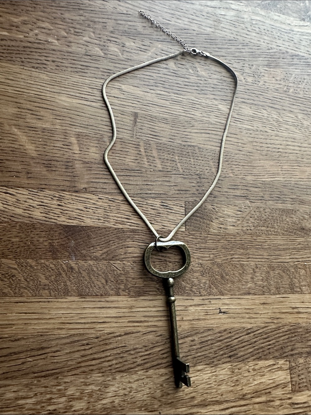 Antique Brass Key Pendant Necklace - Women's Accessory